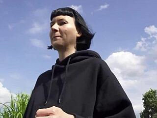 Tall skinny French girl Delfine Dahlia pickup for casting fuck