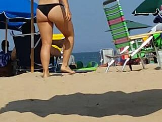 Candid Bikini Slut Exposed on Beach with Tight Ass in Hidden Shot