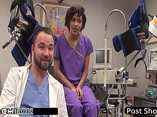 patient gets hitachi orgasm from nurse jackie banes in shaved pussy toys scene 😈