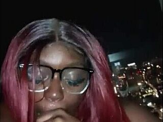 city view blowjob turns into deepthroat facial with curvy redhead in luxury suite high up