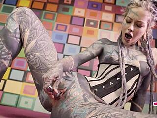 skinny anal queen anuskatzz in corset gags on big dick while squirting from assfucking and toy play