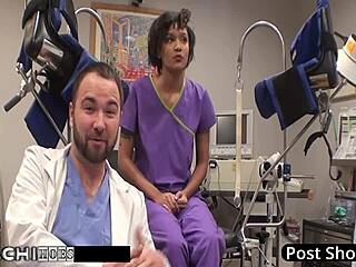 patient gets hitachi orgasm from nurse jackie banes in shaved pussy toys scene 😈