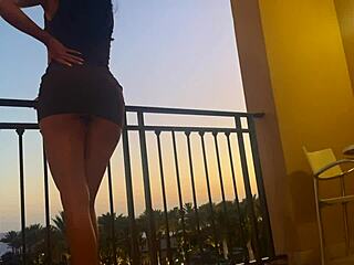 this amateur young 18+ fitness girl in leggings and thong dances seductively then fucks her stepbrother outdoors on vacation in exotic location