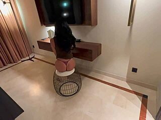 this amateur young 18+ fitness girl in leggings and thong dances seductively then fucks her stepbrother outdoors on vacation in exotic location