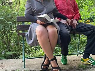 stepmom tutors chubby mature with saggy tits for literature exam outdoors