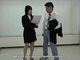 Office Lady Kicks Balls Hard Then Facesits Boss in Japanese Femdom Domination