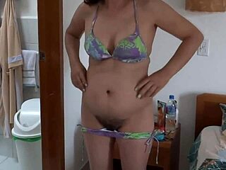 beach excitement leads to stepmom's hairy pussy masturbation big cumshot voyeur