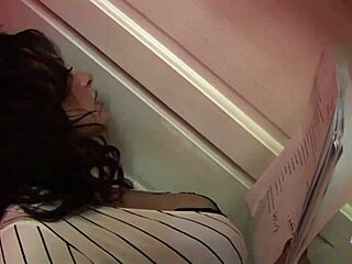 busty boss lady... caught me umm masturbating so her sexy secretary helped with strapon ride