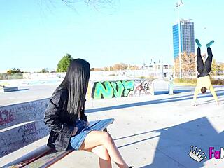 Hot asian latina lore eats two iberian cocks threesome frenzy!