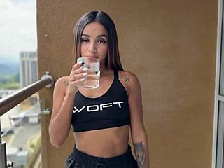 after gym i bend petite latina neighbor over for doggy