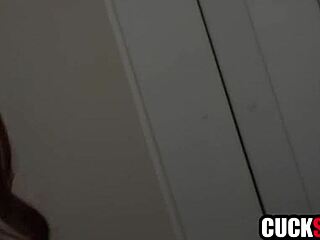 cuck hubby joins in helping wife shower fuck new friend hardcore