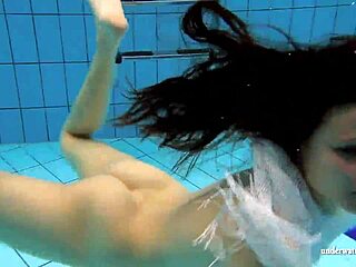 kristy, hot big boob babe dives underwater in pool?