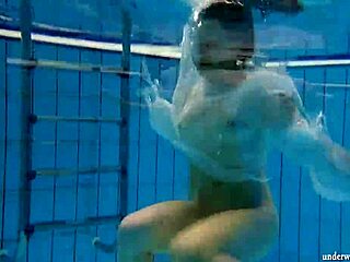 kristy, hot big boob babe dives underwater in pool?