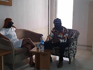 Ebony nurse bangs interviewer with big black cock for that promotion perk