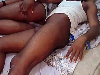 woke drunk ebony girlfriend from sleep with cock then fucked her wide-open pussy