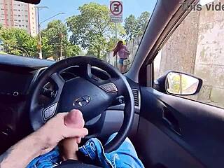 public car jerk-off eyeing hot bus babe