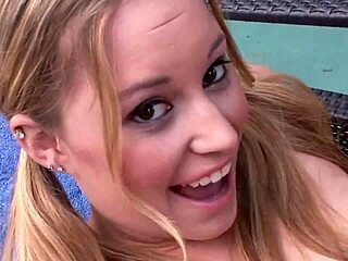 brunette lesbian shoves double dildo deep into blonde's shaved pussy