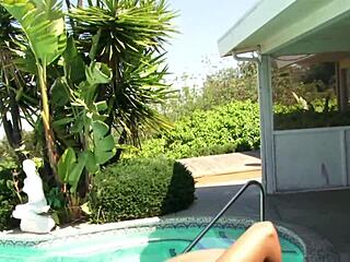 busty milf rides big black cock outdoors to cumshot