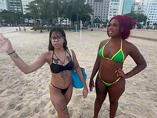 called two beach brunettes for porn cash, will they bang for it?