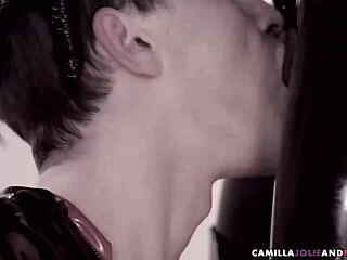 check out this ebony shemale rocking latex with her big black cock