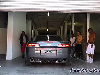 katrina jade kneels for interracial blowbang on big black cocks