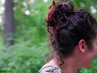 thong bodysuit clings tight as milf flashes her curves on the trail