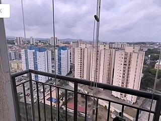 brazilian babe amberzinha shows new apartment then takes rough interracial pussy pounding