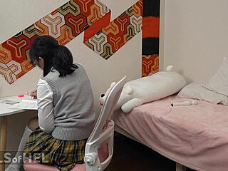 Stepdad fingers stepdaughter's tight shaved pussy and asshole with toys and vibrator