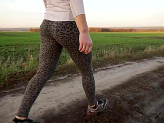 worship this milf's walking ass in tight leopard leggings yoga tease!