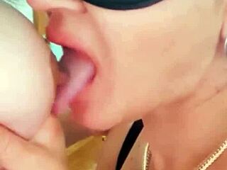 Stepmom instructs stepdaughter on lesbian doggystyle pussy licking and fingering orgasm